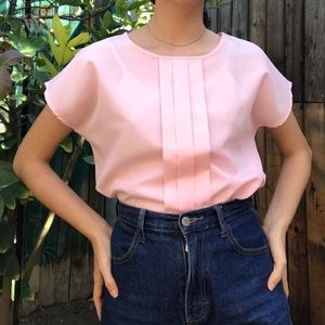 Pleated front short sleeve top